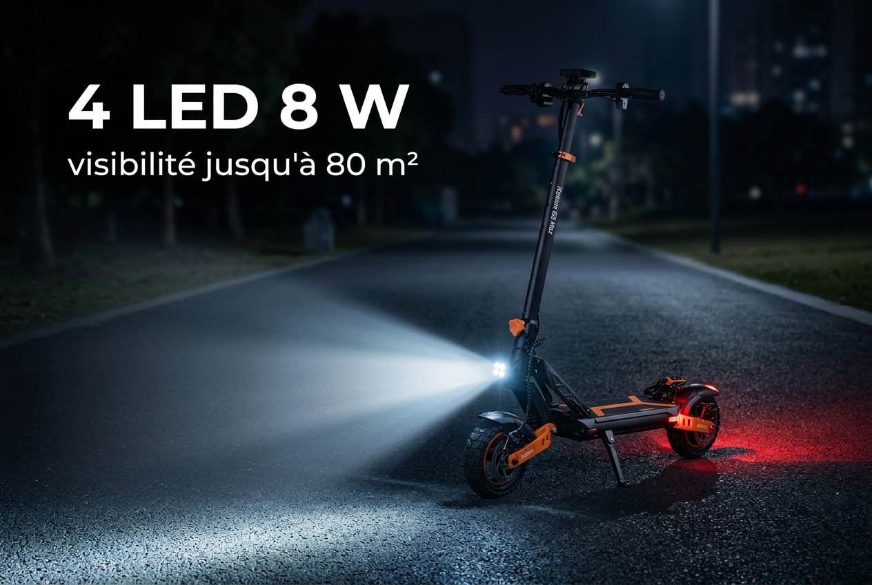 Éclairage LED de la Kukirin G2 Max de nuit - SteedyTrott.com